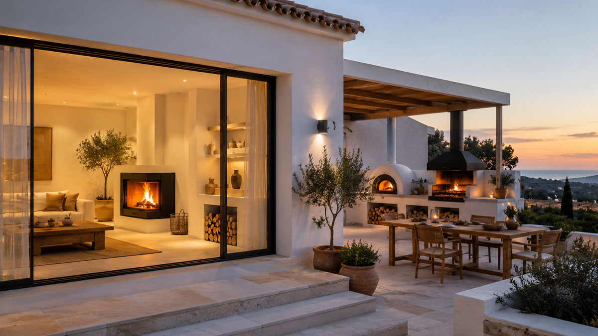 Holzheizung und Outdoor-Küche in Portugal